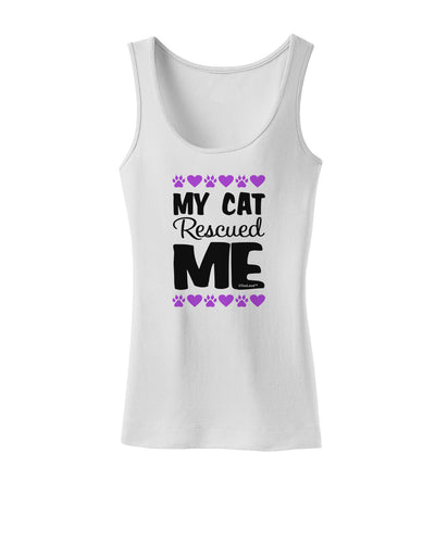 My Cat Rescued Me Womens Petite Tank Top-TooLoud-White-X-Small-Davson Sales