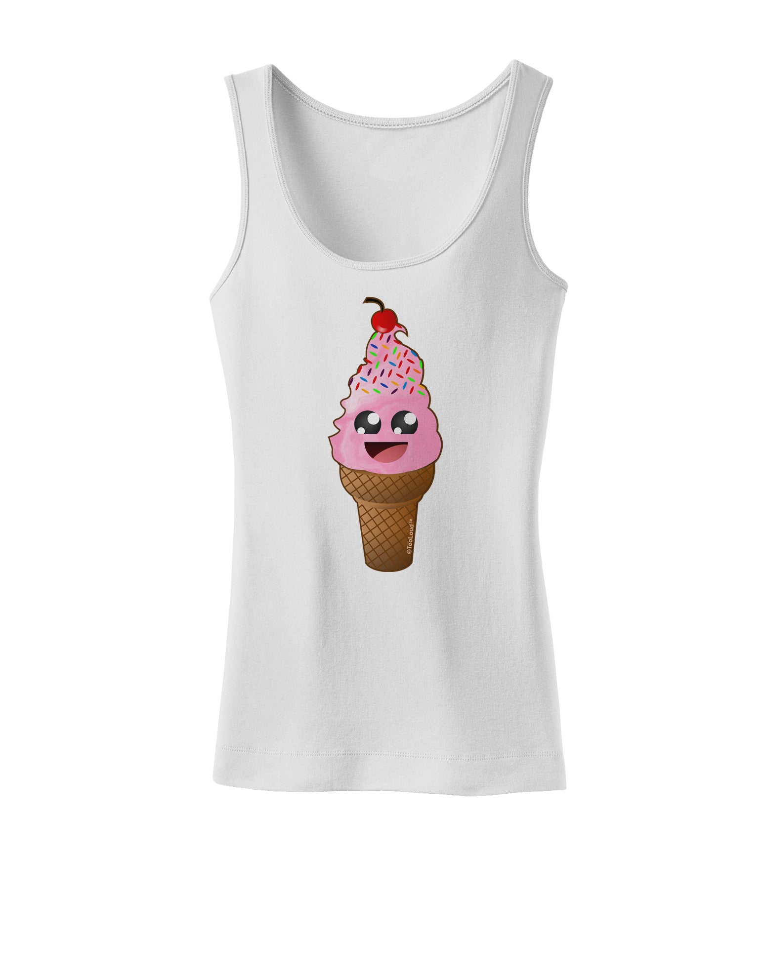 Cute Ice Cream Cone Womens Petite Tank Top-TooLoud-White-X-Small-Davson Sales