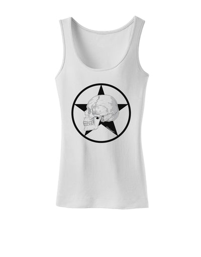 White Skull With Star Womens Tank Top by TooLoud-Womens Tank Tops-TooLoud-White-X-Small-Davson Sales