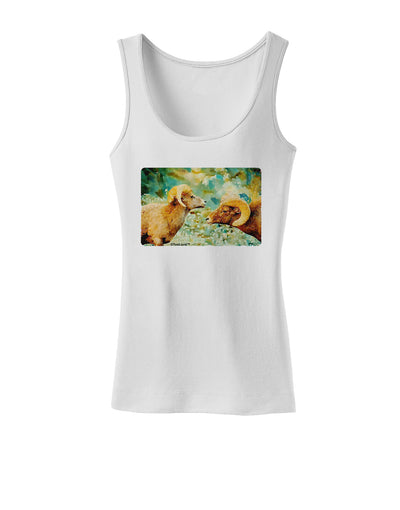 TooLoud Two Bighorn Rams Watercolor Womens Tank Top-Womens Tank Tops-TooLoud-White-X-Small-Davson Sales