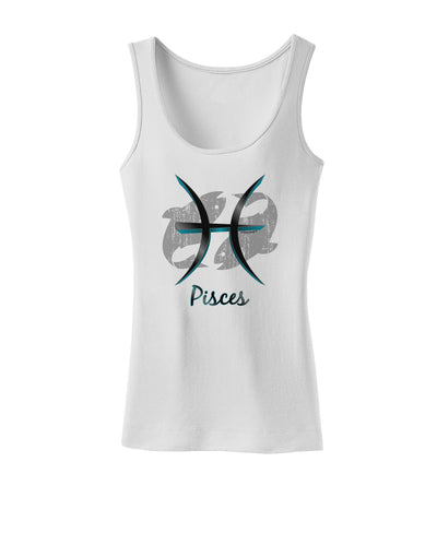 Pisces Symbol Womens Petite Tank Top-TooLoud-White-X-Small-Davson Sales