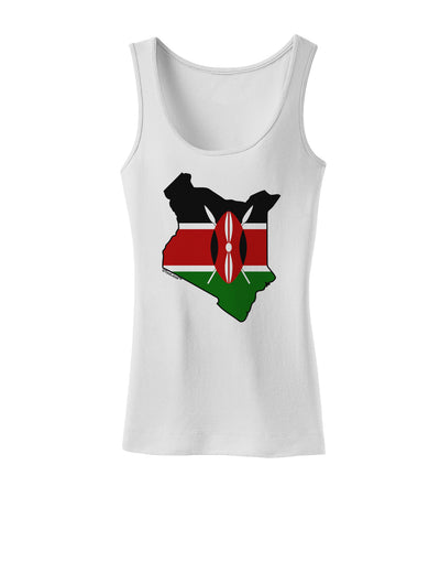 Kenya Flag Silhouette Womens Petite Tank Top-TooLoud-White-X-Small-Davson Sales