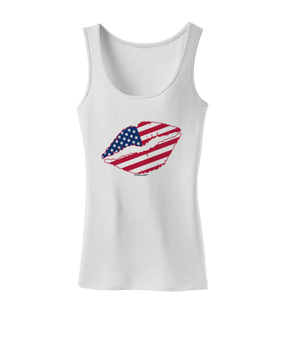 American Flag Lipstick Womens Tank Top-Womens Tank Tops-TooLoud-White-X-Small-Davson Sales