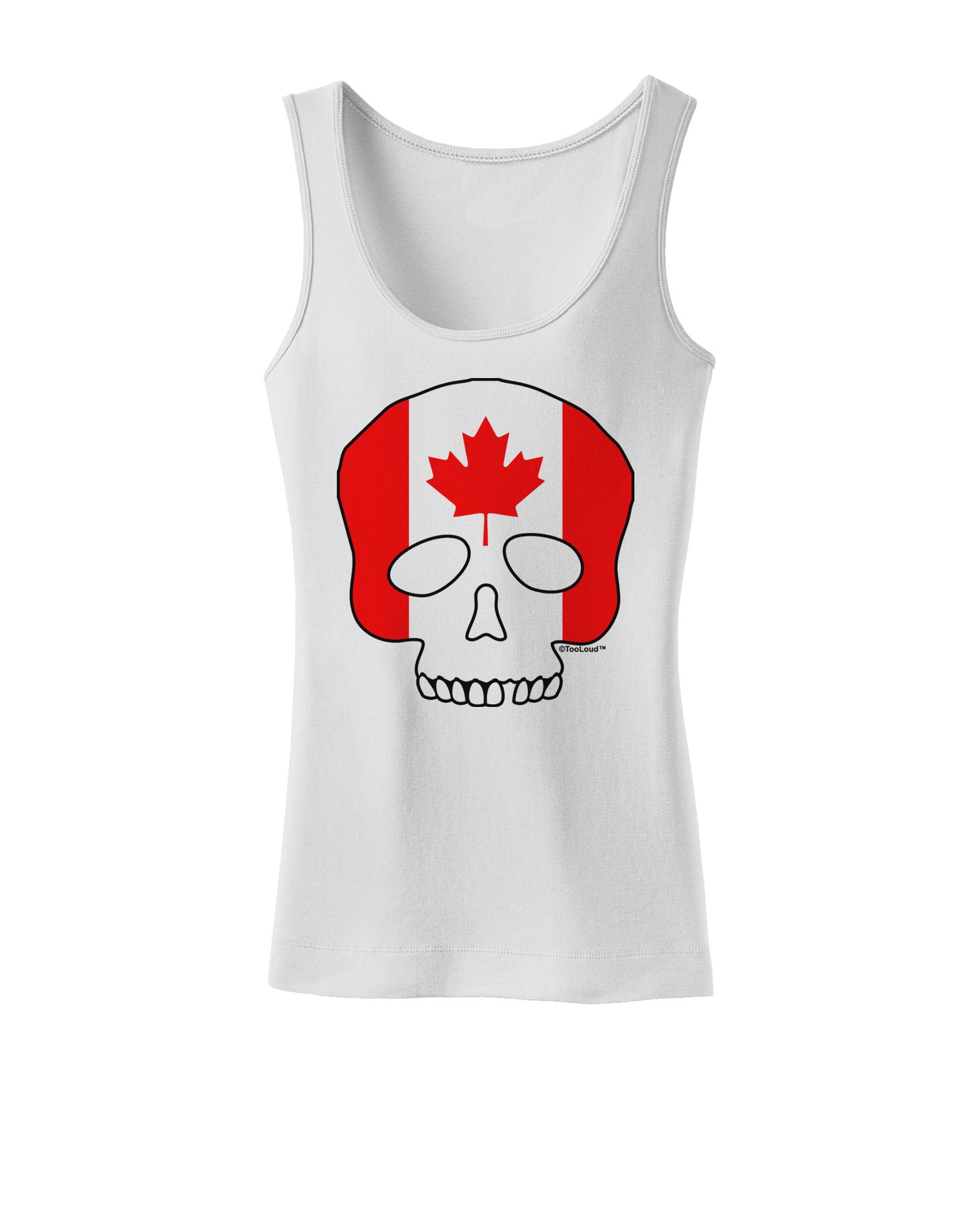 Skull Flag Canada Womens Petite Tank Top-TooLoud-White-X-Small-Davson Sales