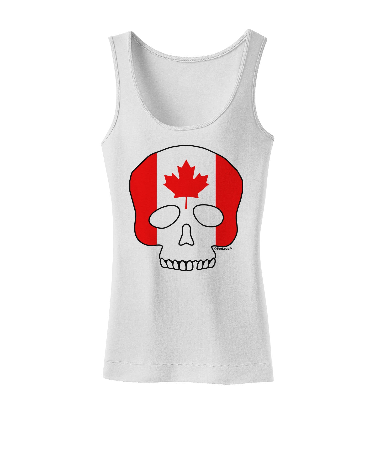 Skull Flag Canada Womens Petite Tank Top-TooLoud-White-X-Small-Davson Sales