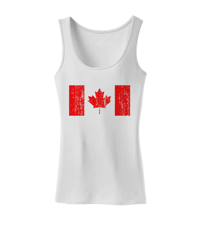 Distressed Canadian Flag Maple Leaf Womens Tank Top-Womens Tank Tops-TooLoud-White-X-Small-Davson Sales