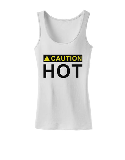 Caution Hot Warning Sign Womens Tank Top-Womens Tank Tops-TooLoud-White-X-Small-Davson Sales