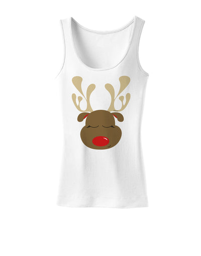 Cute Rudolph Reindeer Face Christmas Womens Tank Top-Womens Tank Tops-TooLoud-White-X-Small-Davson Sales