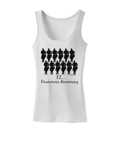 Twelve Drummers Drumming Text Womens Tank Top-Womens Tank Tops-TooLoud-White-X-Small-Davson Sales