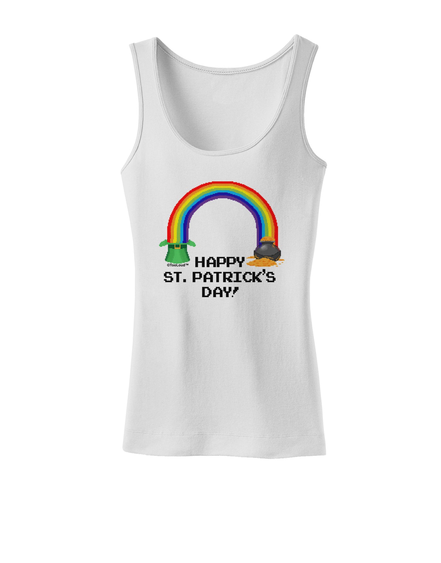 Pixel Pot of Gold St Patrick Text Womens Petite Tank Top-TooLoud-White-X-Small-Davson Sales