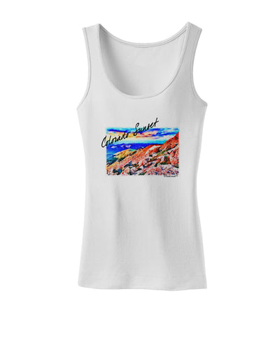 Colorado Mtn Sunset Bold WaterColor Womens Tank Top-Womens Tank Tops-TooLoud-White-X-Small-Davson Sales