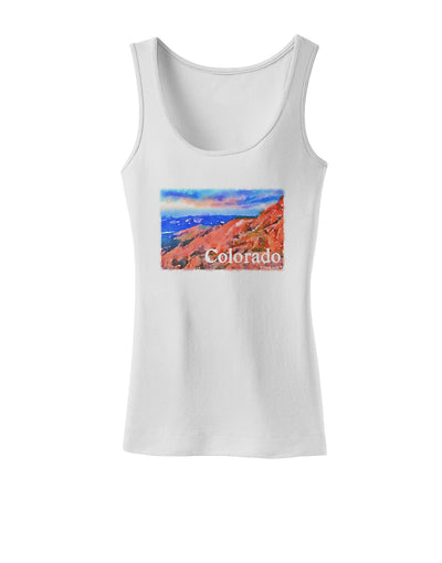 Colorado Mtn Sunset Soaked WaterColor Womens Tank Top-Womens Tank Tops-TooLoud-White-X-Small-Davson Sales