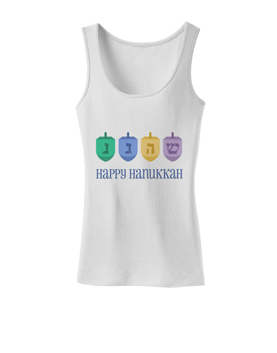 Happy Hanukkah Dreidels Womens Tank Top-Womens Tank Tops-TooLoud-White-X-Small-Davson Sales