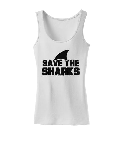 Save The Sharks - Fin Womens Tank Top-Womens Tank Tops-TooLoud-White-X-Small-Davson Sales