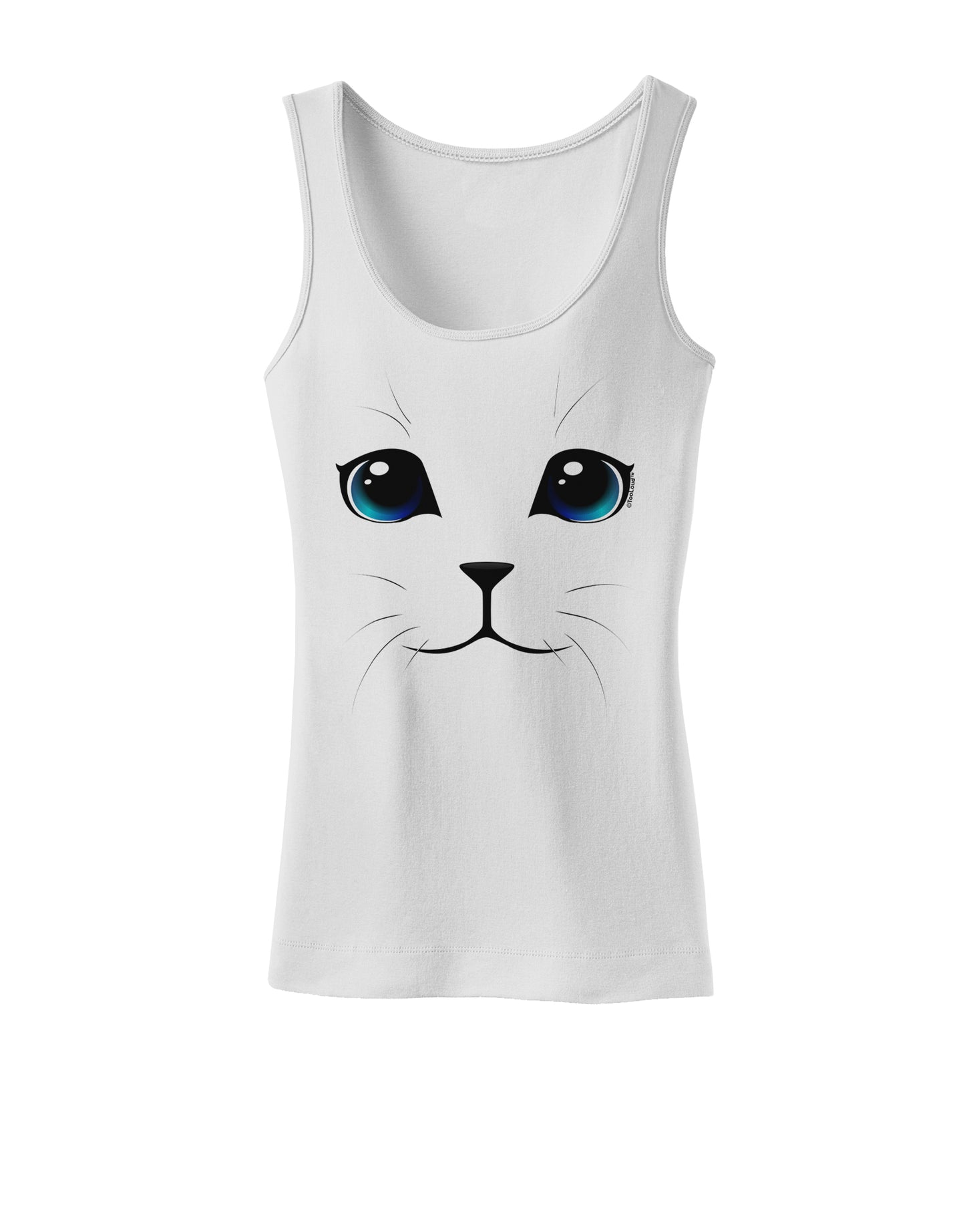 Blue-Eyed Cute Cat Face Womens Petite Tank Top-TooLoud-White-X-Small-Davson Sales