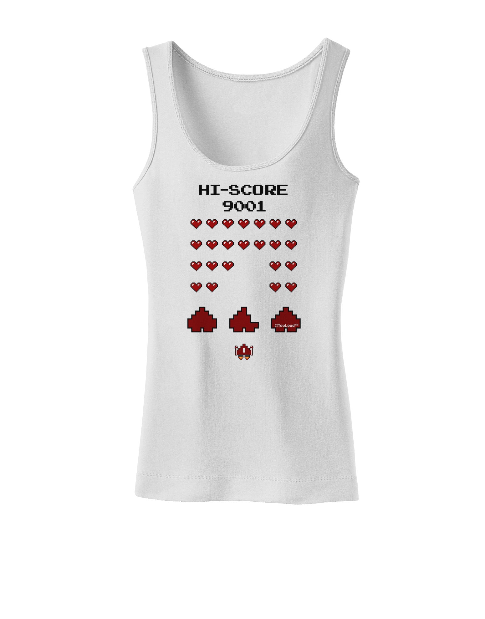 Pixel Heart Invaders Design Womens Petite Tank Top-TooLoud-White-X-Small-Davson Sales