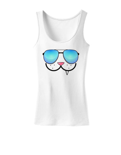 Kyu-T Face - Snaggle Cool Sunglasses Womens Tank Top-Womens Tank Tops-TooLoud-White-X-Small-Davson Sales