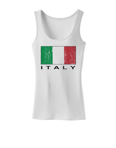 Italian Flag - Italy Text Distressed Womens Tank Top by TooLoud-Womens Tank Tops-TooLoud-White-X-Small-Davson Sales