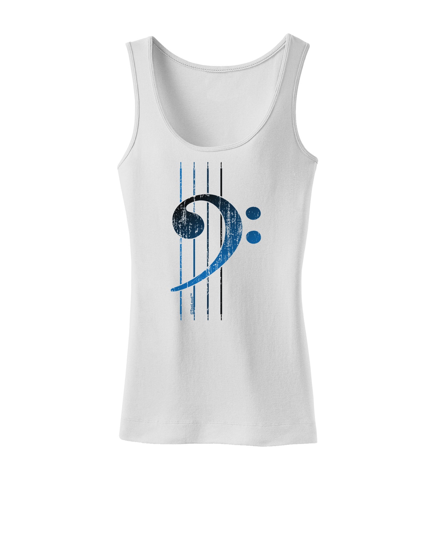 Distressed Bass Strings Womens Petite Tank Top-TooLoud-White-X-Small-Davson Sales