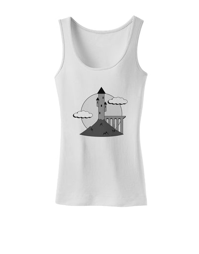 Moonlit Wizard Tower - Grayscale Womens Tank Top-Womens Tank Tops-TooLoud-White-X-Small-Davson Sales