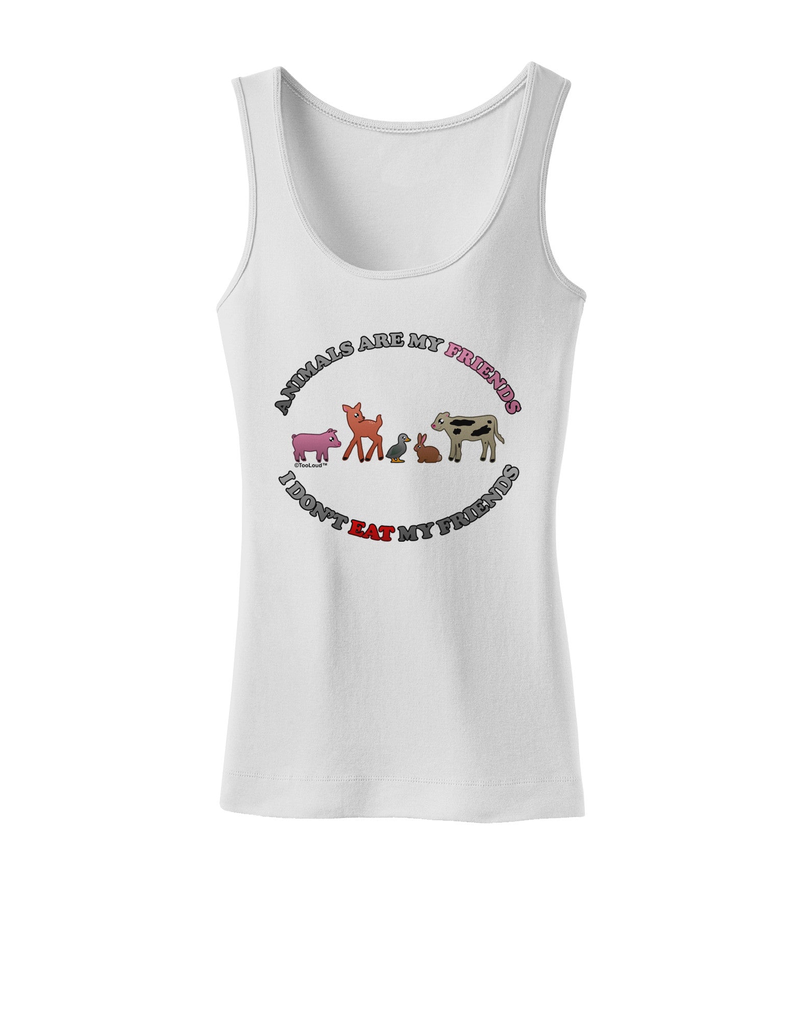 I Don't Eat My Friends Womens Petite Tank Top-TooLoud-White-X-Small-Davson Sales