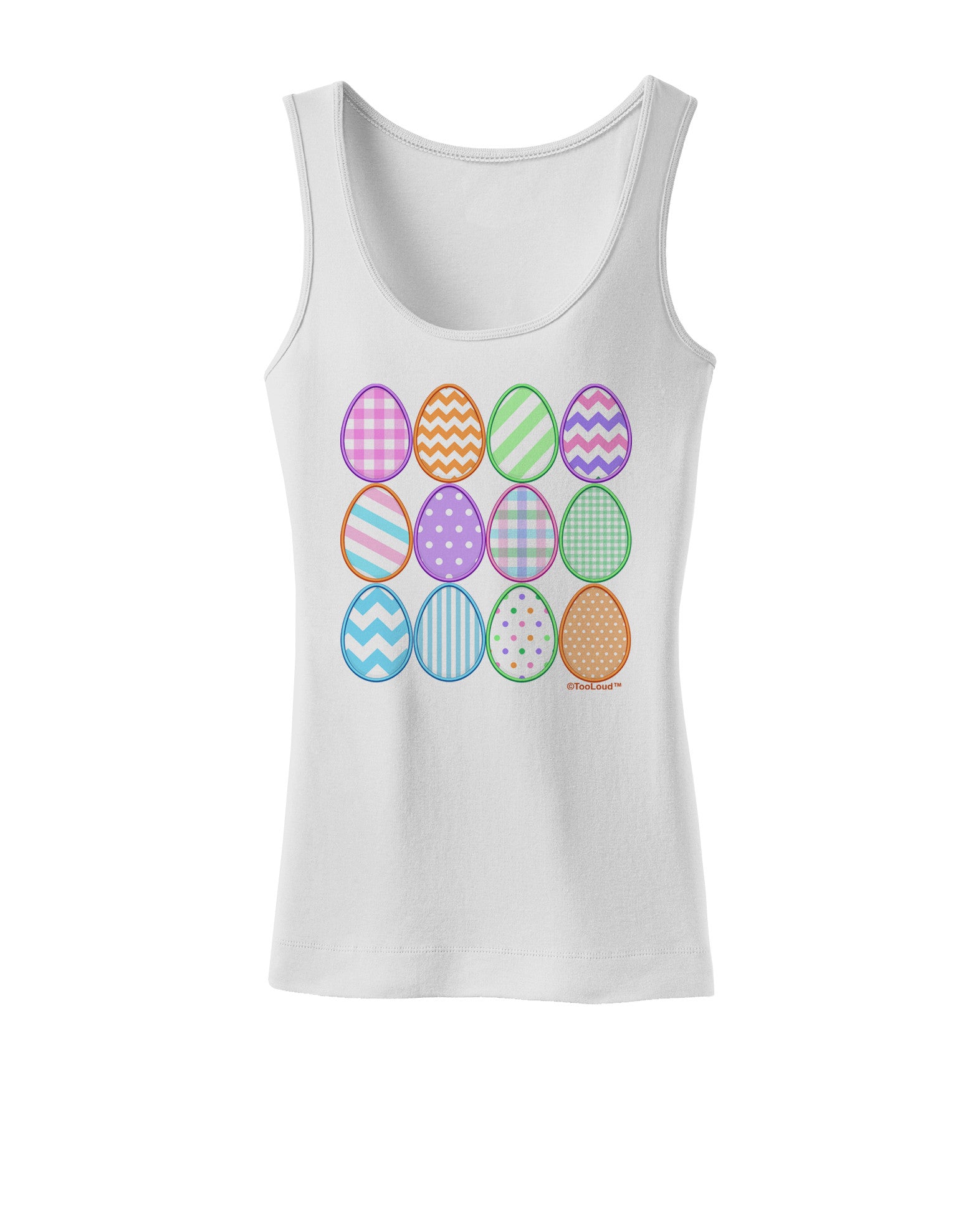 Cute Faux Applique Easter Eggs Womens Petite Tank Top-TooLoud-White-X-Small-Davson Sales