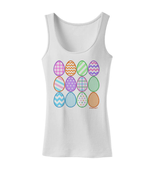 Cute Faux Applique Easter Eggs Womens Petite Tank Top-TooLoud-White-X-Small-Davson Sales