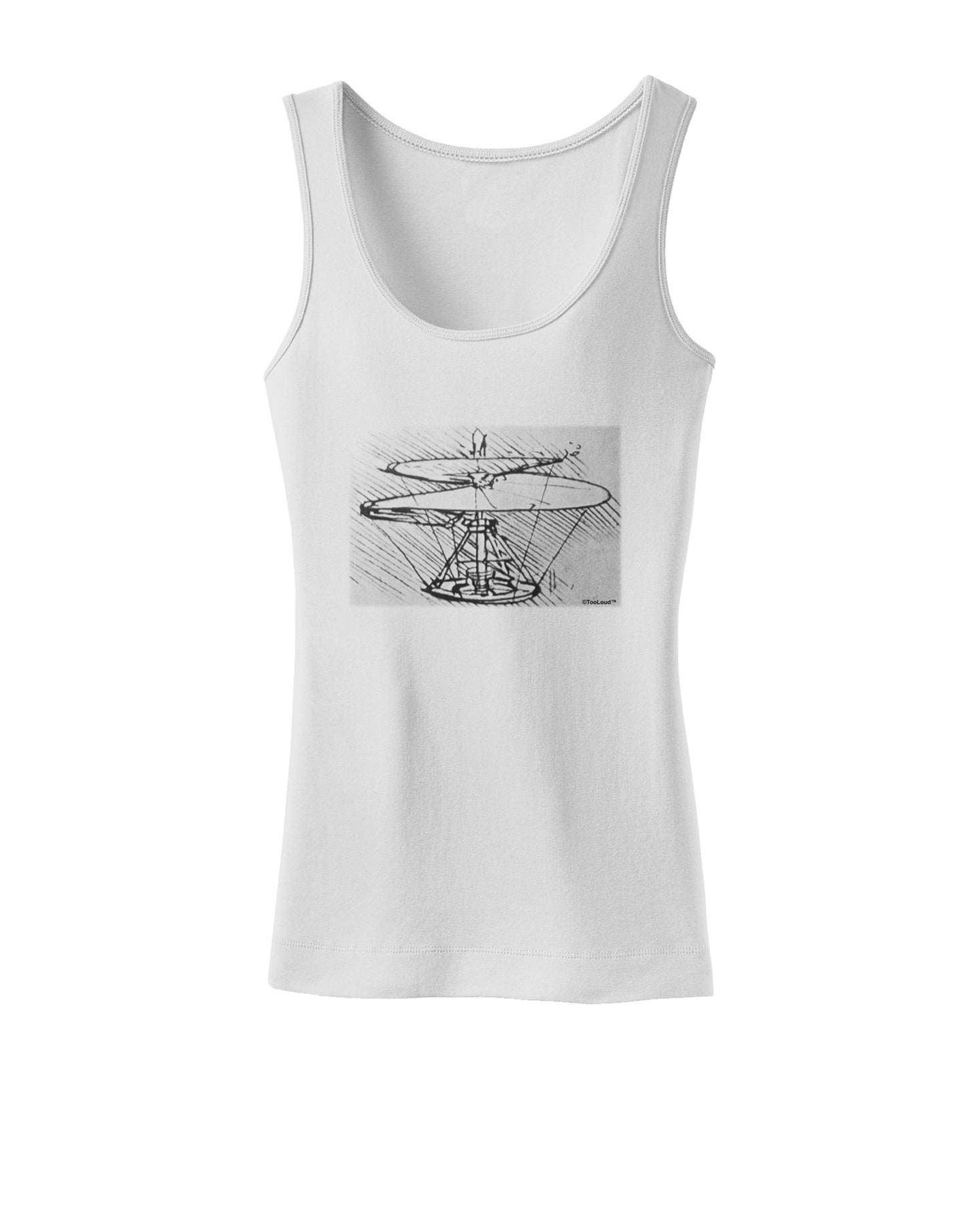Helicopter Sketch Womens Petite Tank Top-TooLoud-White-X-Small-Davson Sales