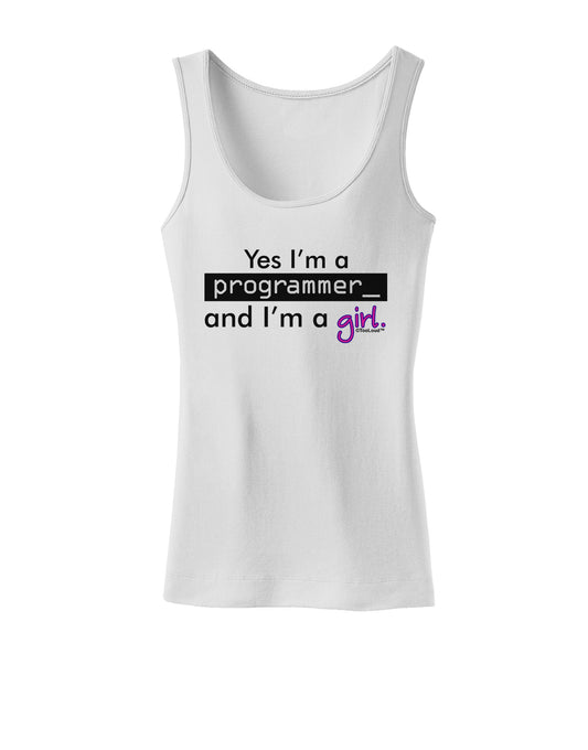 Yes I am a Programmer Girl Womens Petite Tank Top-TooLoud-White-X-Small-Davson Sales