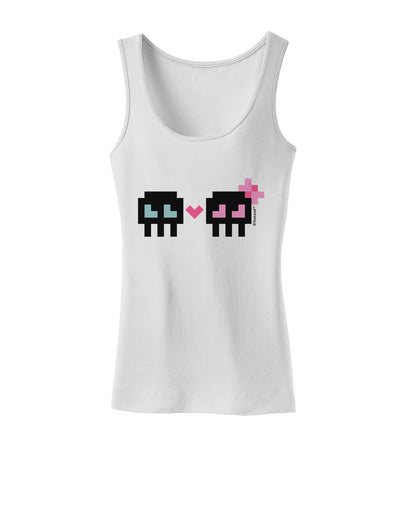 8-Bit Skull Love - Boy and Girl Womens Tank Top-Womens Tank Tops-TooLoud-White-X-Small-Davson Sales