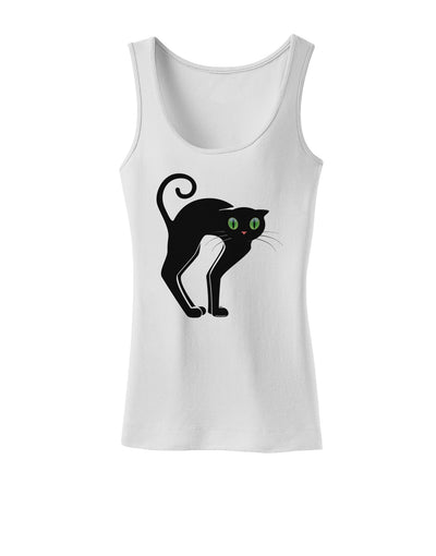 Cute Arched Black Cat Halloween Womens Tank Top-Womens Tank Tops-TooLoud-White-X-Small-Davson Sales