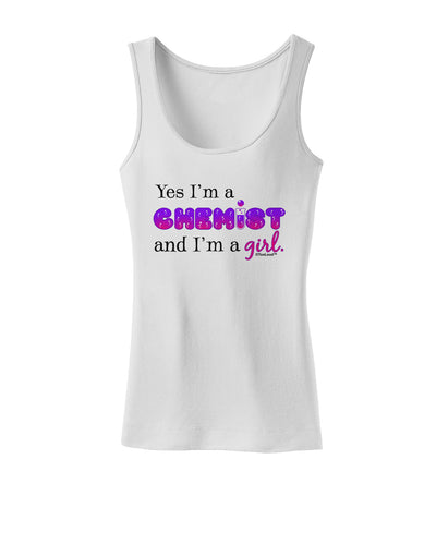 TooLoud Yes I am a Chemist Girl Womens Petite Tank Top-TooLoud-White-X-Small-Davson Sales