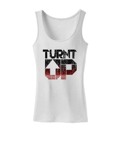 Turnt Up Distressed Womens Petite Tank Top-TooLoud-White-X-Small-Davson Sales