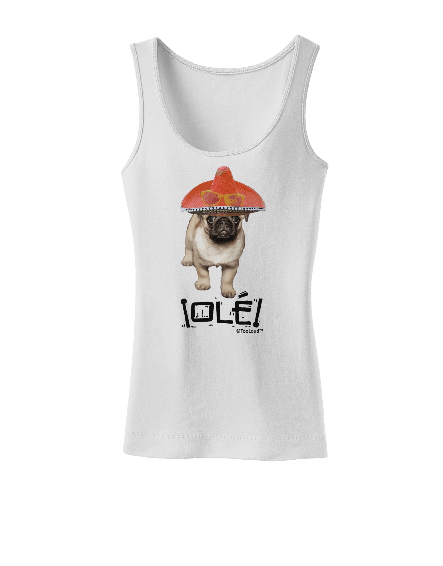 Pug Dog with Pink Sombrero - Ole Womens Tank Top by TooLoud-Womens Tank Tops-TooLoud-White-X-Small-Davson Sales