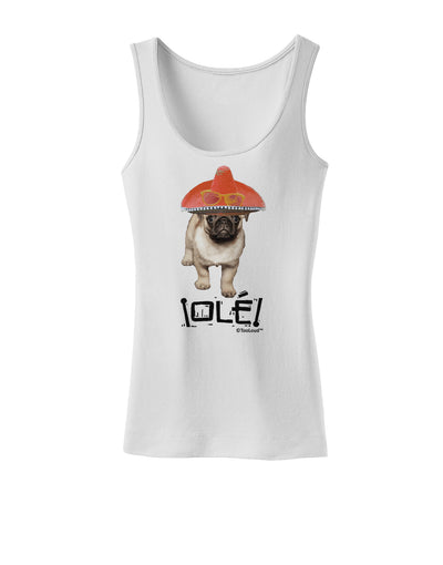 Pug Dog with Pink Sombrero - Ole Womens Tank Top by TooLoud-Womens Tank Tops-TooLoud-White-X-Small-Davson Sales