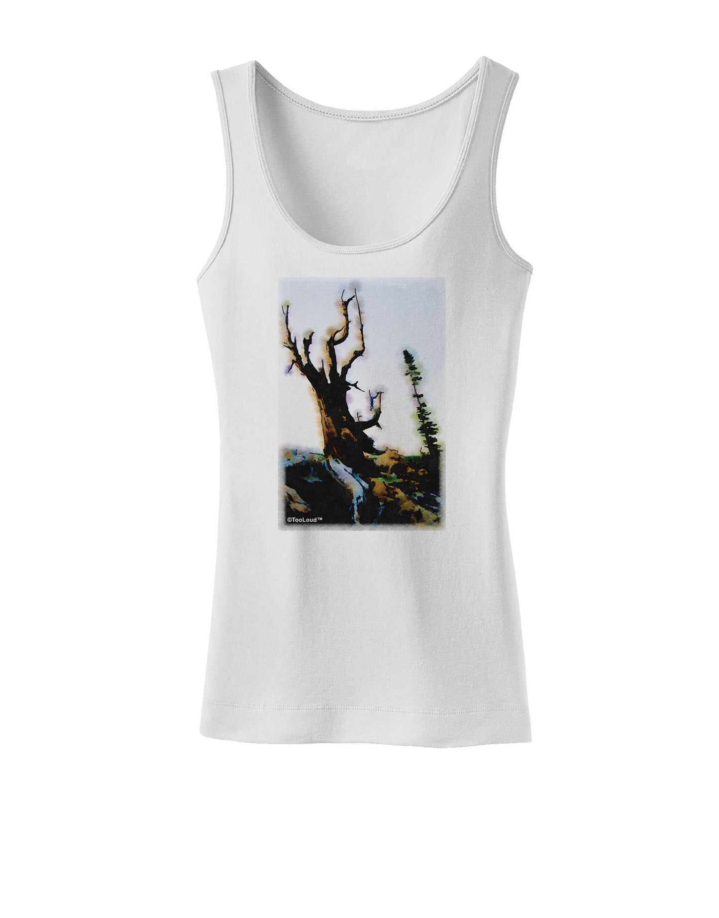 CO Mountain Scenery Watercolor Womens Petite Tank Top-TooLoud-White-X-Small-Davson Sales