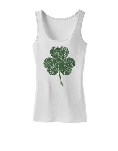 Distressed Traditional Irish Shamrock Womens Tank Top-Womens Tank Tops-TooLoud-White-X-Small-Davson Sales