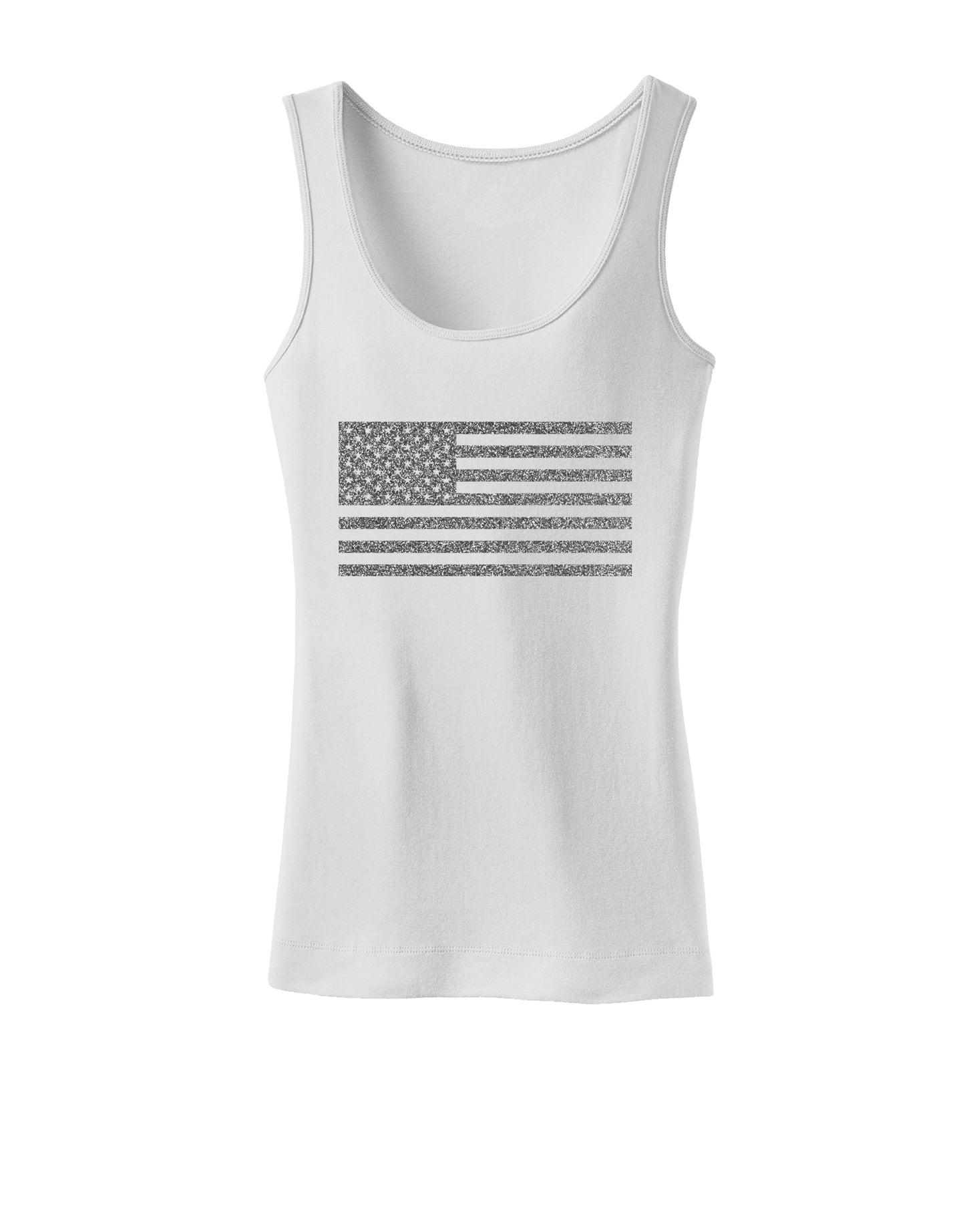 American Flag Glitter - Silver Womens Tank Top-Womens Tank Tops-TooLoud-White-X-Small-Davson Sales