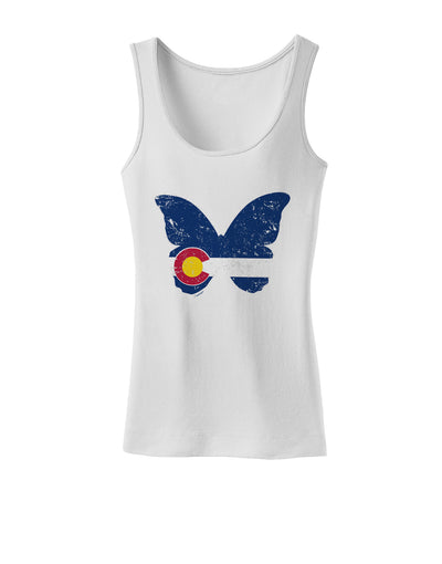 Grunge Colorado Butterfly Flag Womens Petite Tank Top-Womens Tank Tops-TooLoud-White-X-Small-Davson Sales