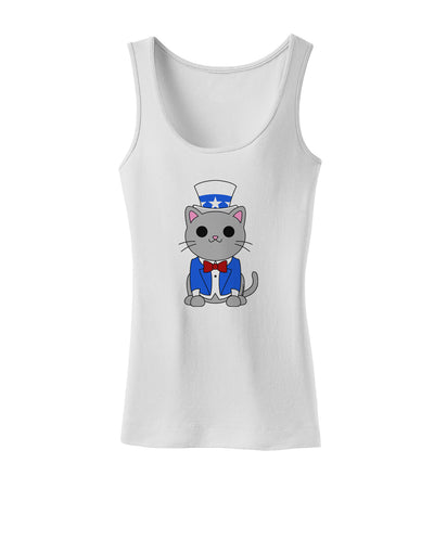 Patriotic Cat Womens Tank Top by TooLoud-Womens Tank Tops-TooLoud-White-X-Small-Davson Sales