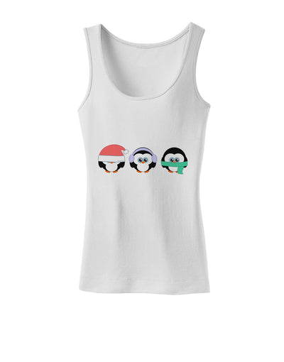 Christmas Penguins See No Evil Hear No Evil Speak No Evil Womens Tank Top-Womens Tank Tops-TooLoud-White-X-Small-Davson Sales