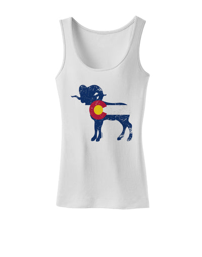 Grunge Rocky Mountain Bighorn Sheep Flag Womens Petite Tank Top-Womens Tank Tops-TooLoud-White-X-Small-Davson Sales