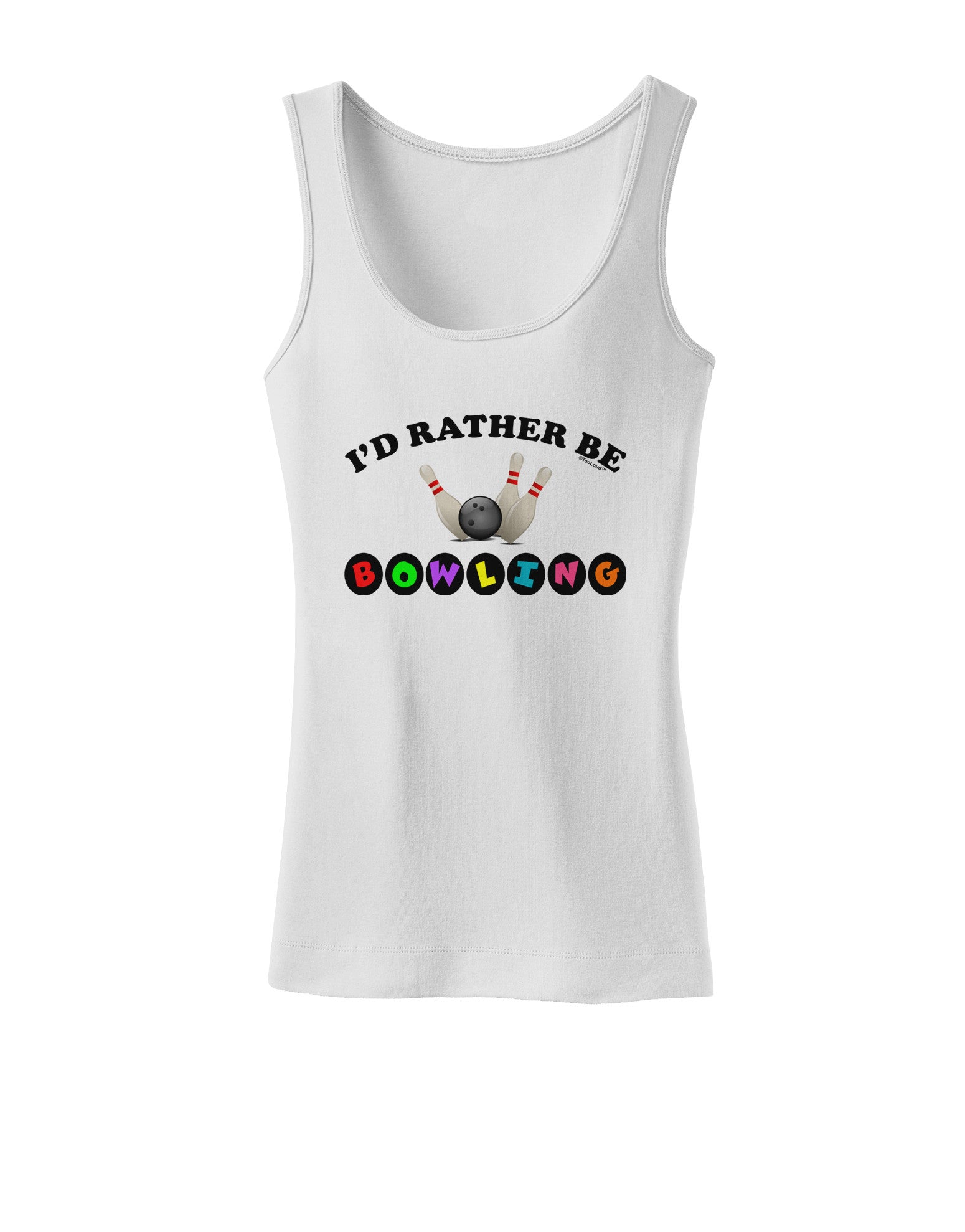 I'd Rather Be Bowling Womens Petite Tank Top-TooLoud-White-X-Small-Davson Sales