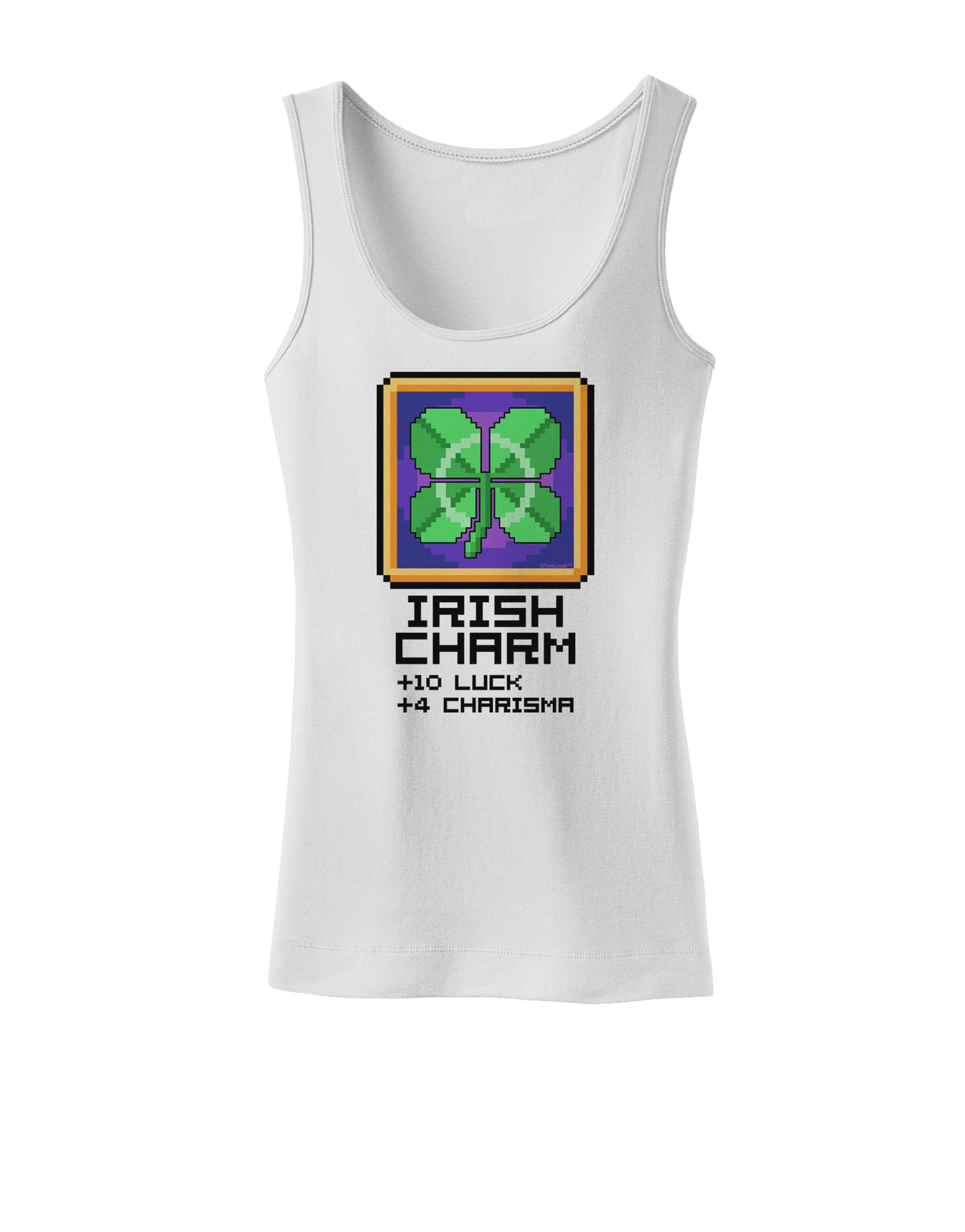 Pixel Irish Charm Item Womens Petite Tank Top-TooLoud-White-X-Small-Davson Sales