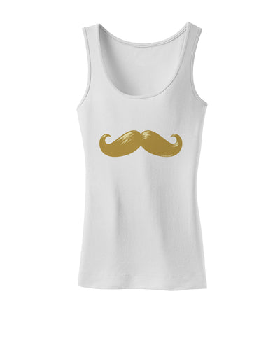 Big Gold Blonde Mustache Womens Tank Top-Womens Tank Tops-TooLoud-White-X-Small-Davson Sales