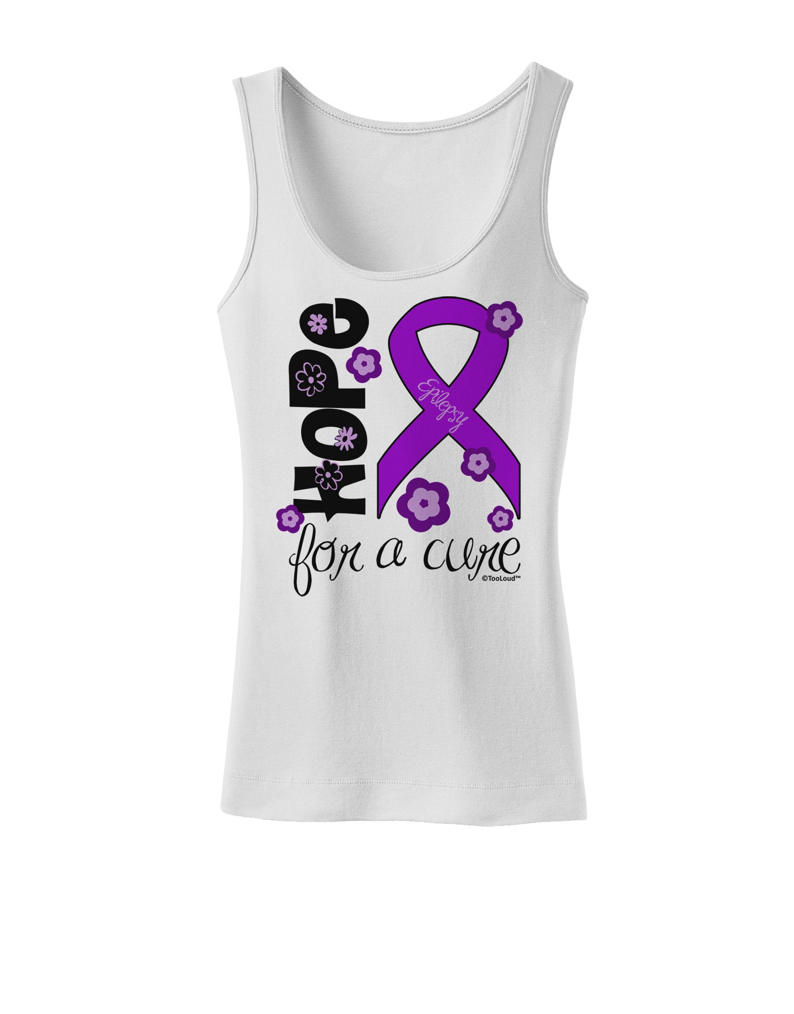 Hope for a Cure - Purple Ribbon Epilepsy - Flowers Womens Tank Top-Womens Tank Tops-TooLoud-White-X-Small-Davson Sales