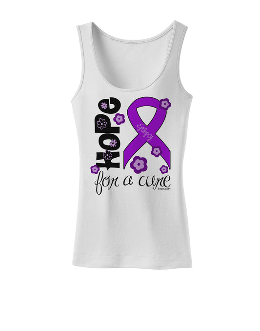Hope for a Cure - Purple Ribbon Epilepsy - Flowers Womens Tank Top-Womens Tank Tops-TooLoud-White-X-Small-Davson Sales