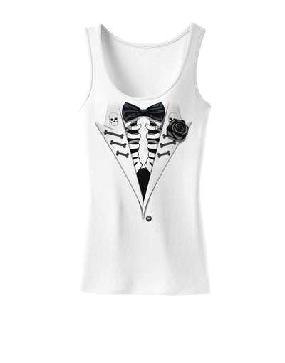 Skeleton Tuxedo Halloween Womens Tank Top-Womens Tank Tops-TooLoud-White-X-Small-Davson Sales