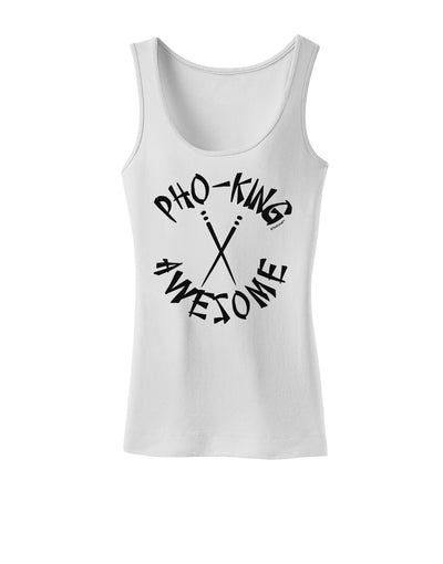 PHO KING AWESOME, Funny Vietnamese Soup Vietnam Foodie Womens Petite Tank Top-Womens Tank Tops-TooLoud-White-X-Small-Davson Sales