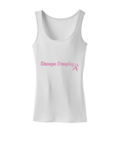 Stronger Everyday Breast Cancer Awareness Ribbon Womens Tank Top-Womens Tank Tops-TooLoud-White-X-Small-Davson Sales